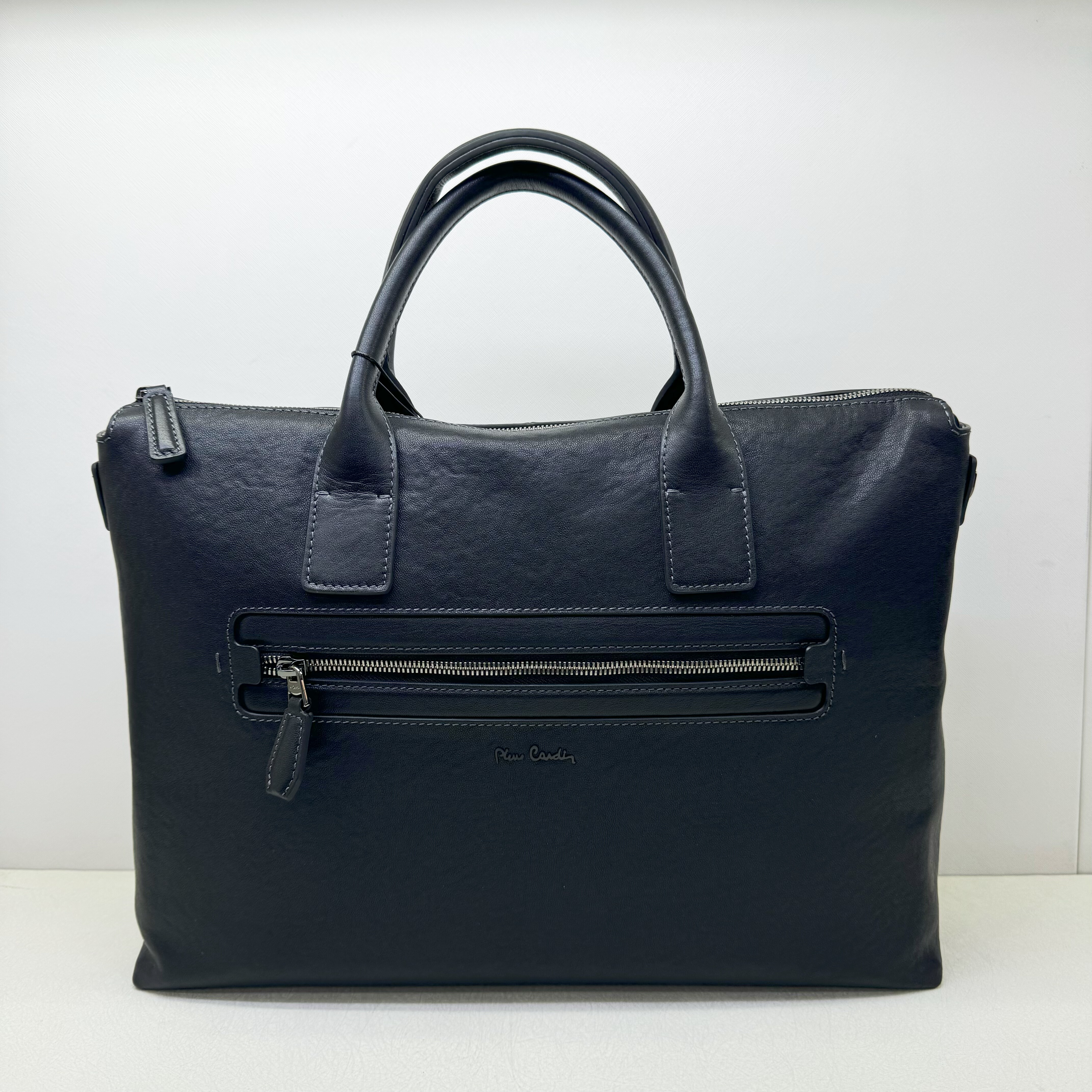 皮尔卡丹男士手提包公文包头层牛皮大容量商务休闲时尚商场同款