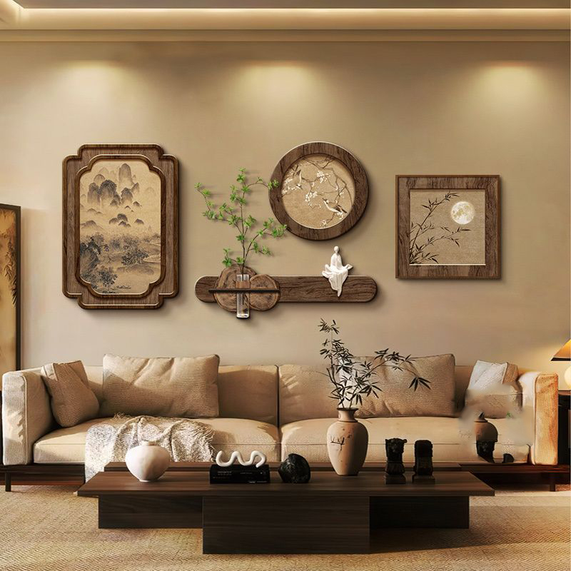 喷绘组合中式通用办公室玄关画