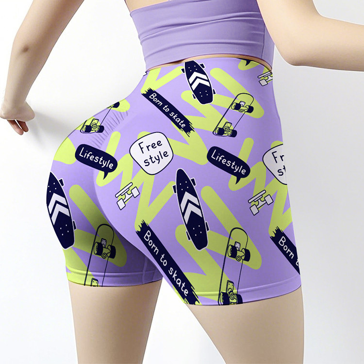 潮流新风尚瑜伽短裤三分高腰收腹运动健身短裤蜜桃缝外穿女