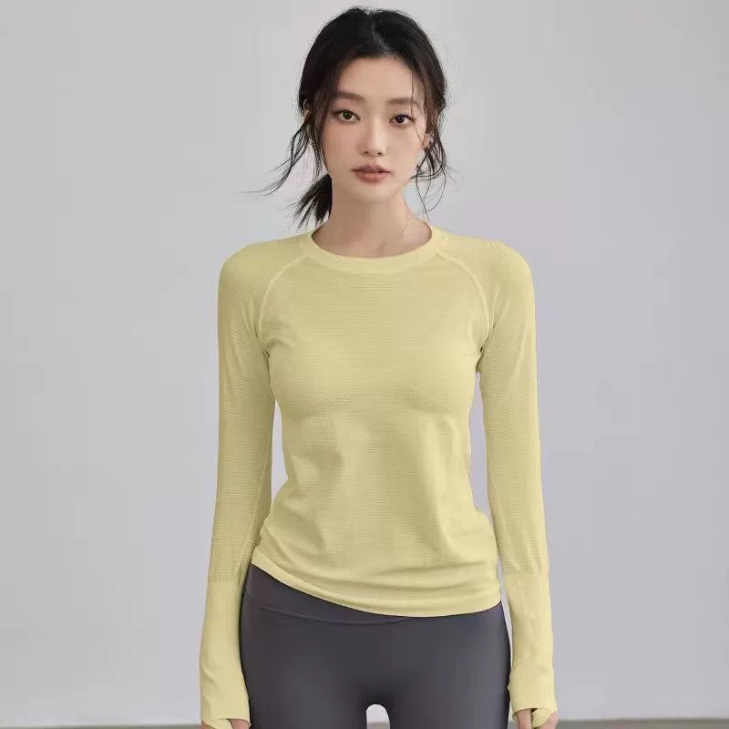 瑜伽服女秋冬款显瘦高弹圆领上衣
