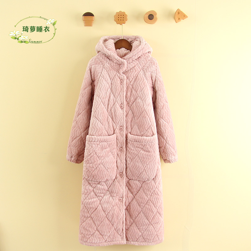 女珊瑚绒夹棉公主甜美睡衣家居服