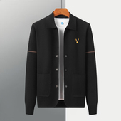 男士 百搭薄款 开衫 长袖 毛衣外套商务休闲翻领上衣 外套时尚 男装