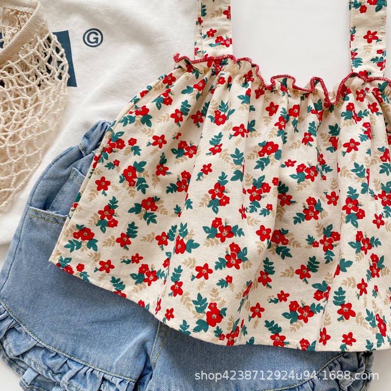 儿童夏装套装新款韩版网红洋气1-3岁女宝宝短裤小童吊带纯棉两件