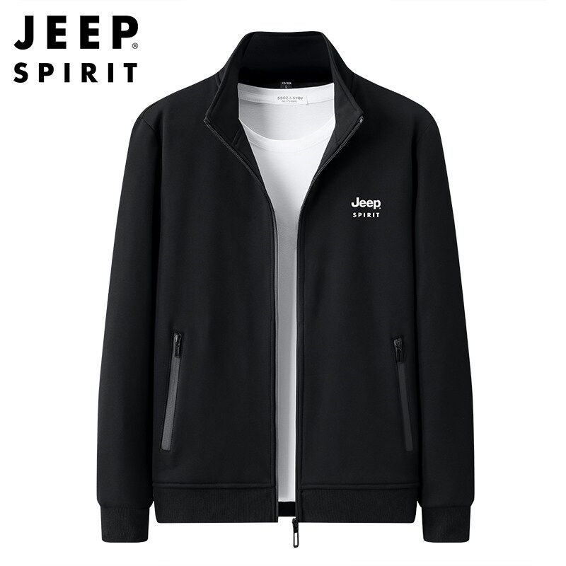 JEEP吉普春秋新款纯棉卫衣男美式休闲大码开衫立领运动外套男上衣