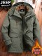 吉普jeep冬装 棉服男棉衣加绒加厚外套军绿大衣宽松中老年爸爸棉袄