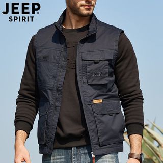 JEEP/吉普正品春秋新款男士马甲外套军工装多口袋坎肩男摄影夹克