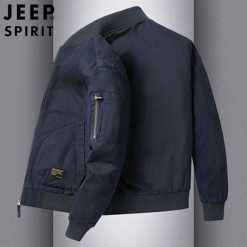 JEEP SPIRIT夹克衫男春秋季美式休闲复古工装飞行服外套纯棉男装