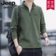 JEEP吉普半拉链抓绒卫衣男秋冬季 立领加绒长袖 T恤保暖摇粒绒外套