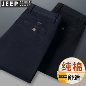 JEEP男装旗舰休闲裤男秋冬厚款宽松直筒高档吉普官方正品纯棉长裤