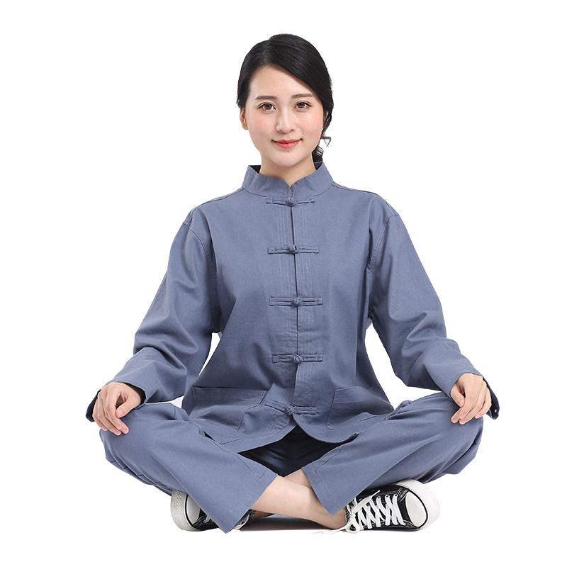 棉麻女春秋套装唐装中国风居士服