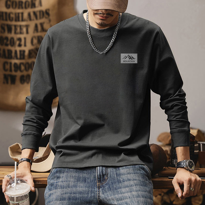 长袖t恤男士美式ins潮牌体恤重磅纯棉宽松大码套头上衣服