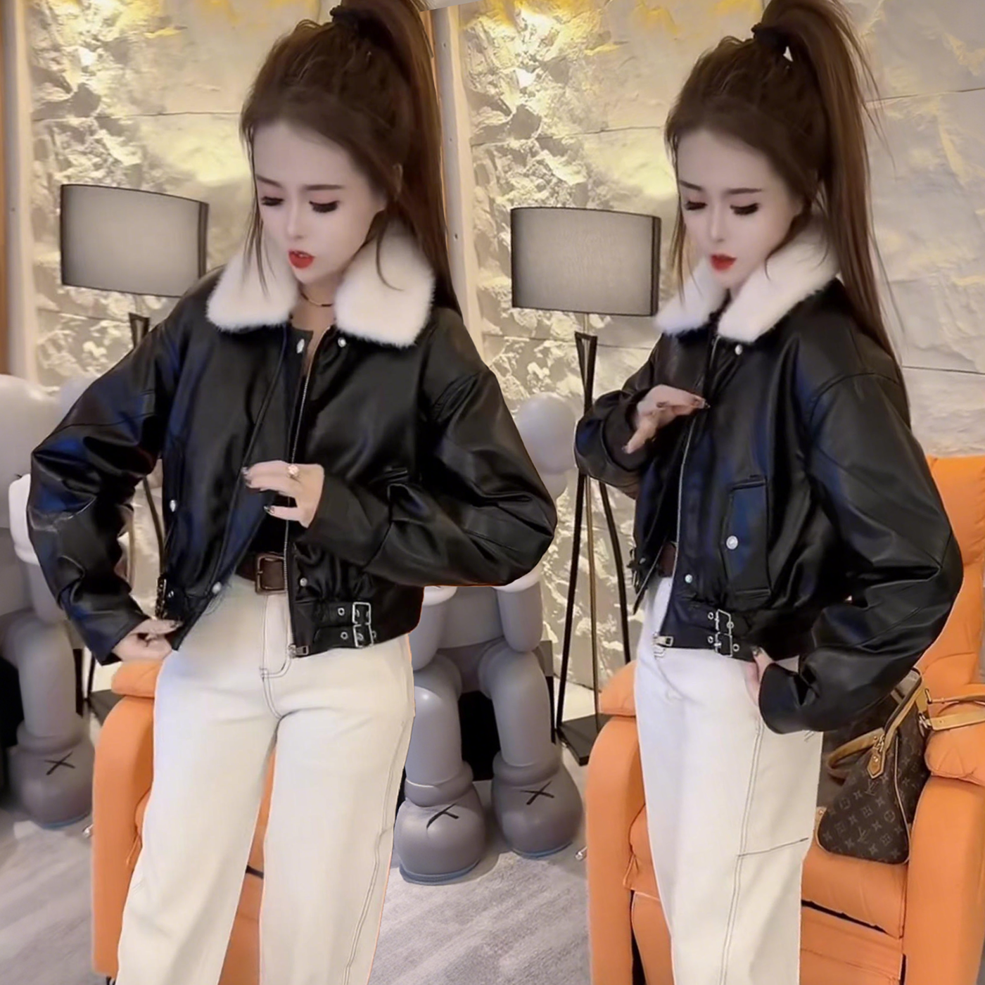 复古保暖羽绒服夹克冬季新款