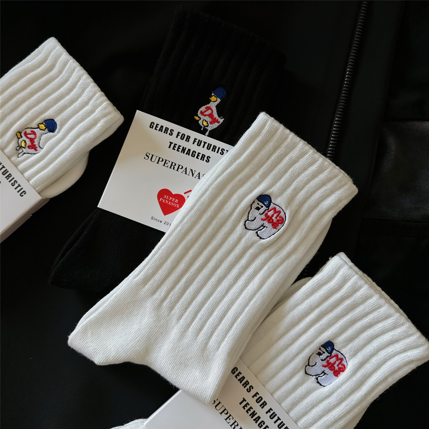 [棒球小熊]超好看男士纯棉中筒袜