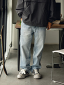 春秋直筒宽松复古休闲长裤 日系潮牌D65M军事风多口袋工装 牛仔裤 男