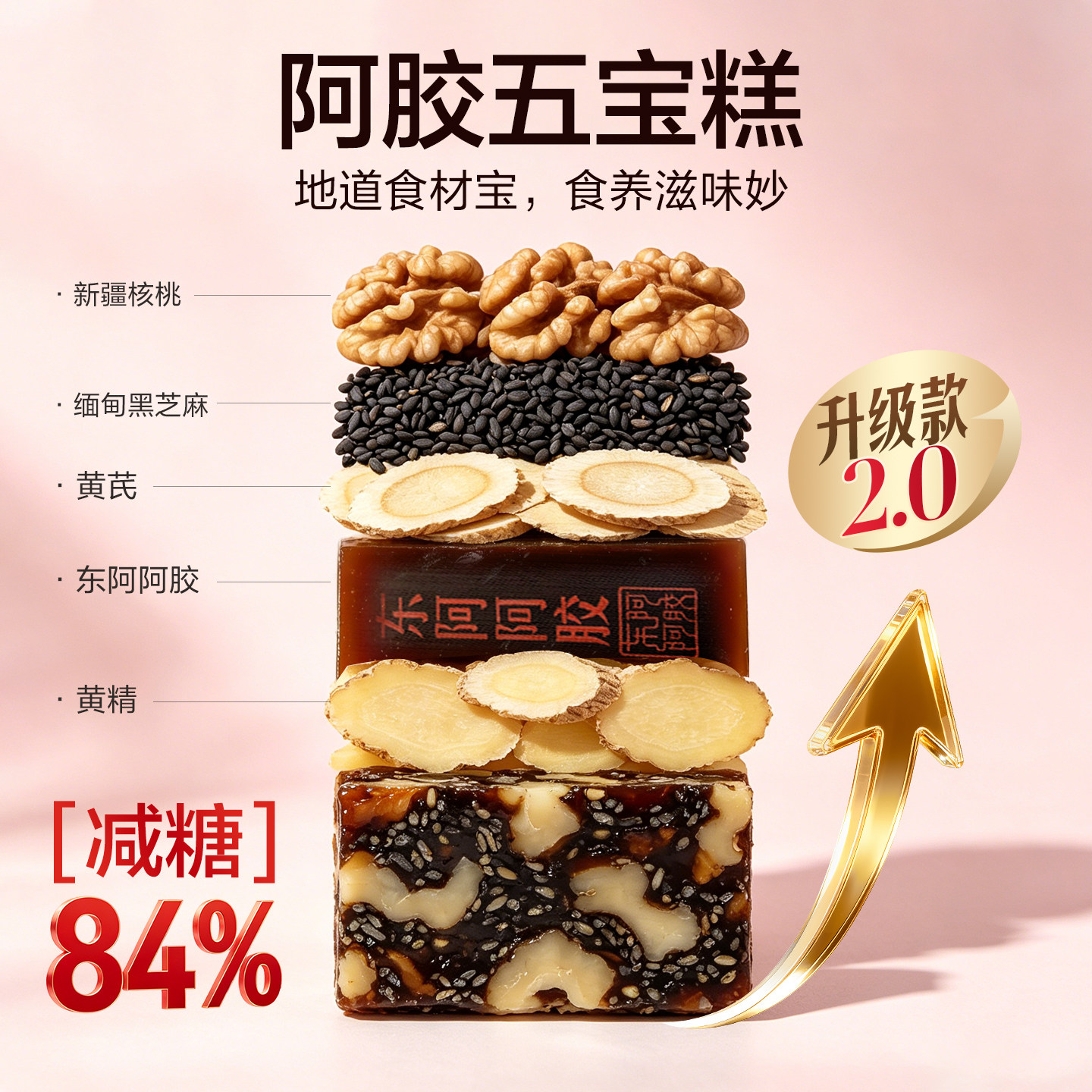 【端午礼物】低糖黄精阿胶糕即食桃花姬黄芪官方旗舰店礼盒送礼
