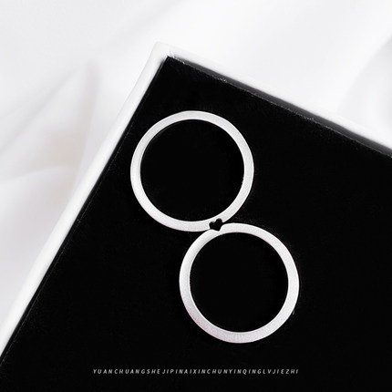 刻字 MV拼爱心925纯银情侣对戒原创磨砂简约戒指吊坠男女一对学生