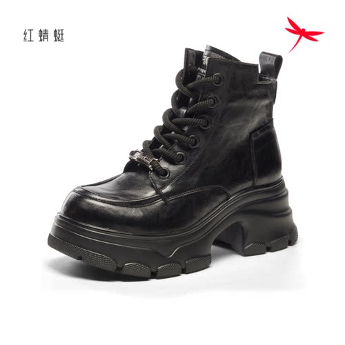 红蜻蜓正品商场同款加绒女马丁靴