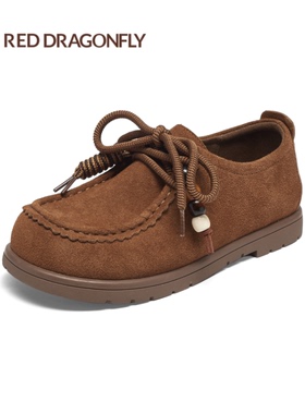 红蜻蜓2026新款春季女鞋BC71118012真皮绒面乐福鞋系带BC71118011