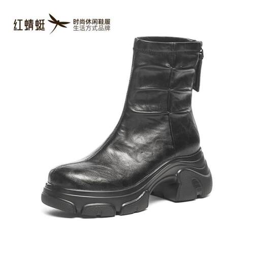 红蜻蜓正品商场同款女时装靴增高