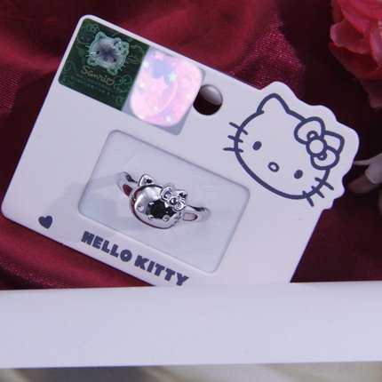 Sanrio/三丽鸥KT猫开口银色戒指可调节hellokitty活口少女孩指环
