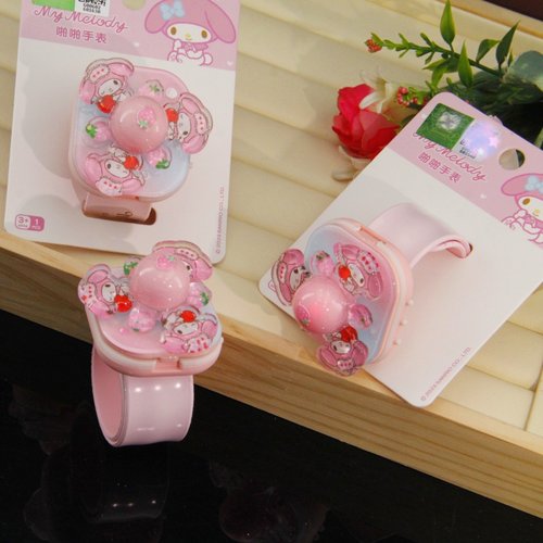 三丽鸥授权抱樱桃美乐蒂儿童手表啪啪圈女童手环旋转带闪光拍拍圈
