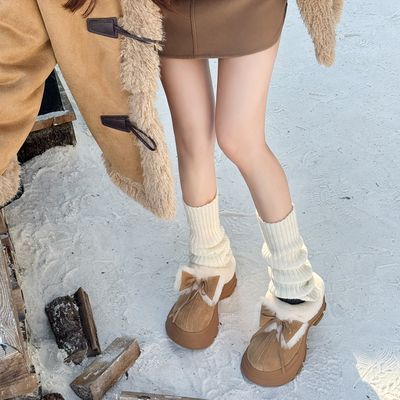 真皮厚底半包雪地靴女2025冬季新款加绒加厚毛毛勃肯棉鞋保暖半拖