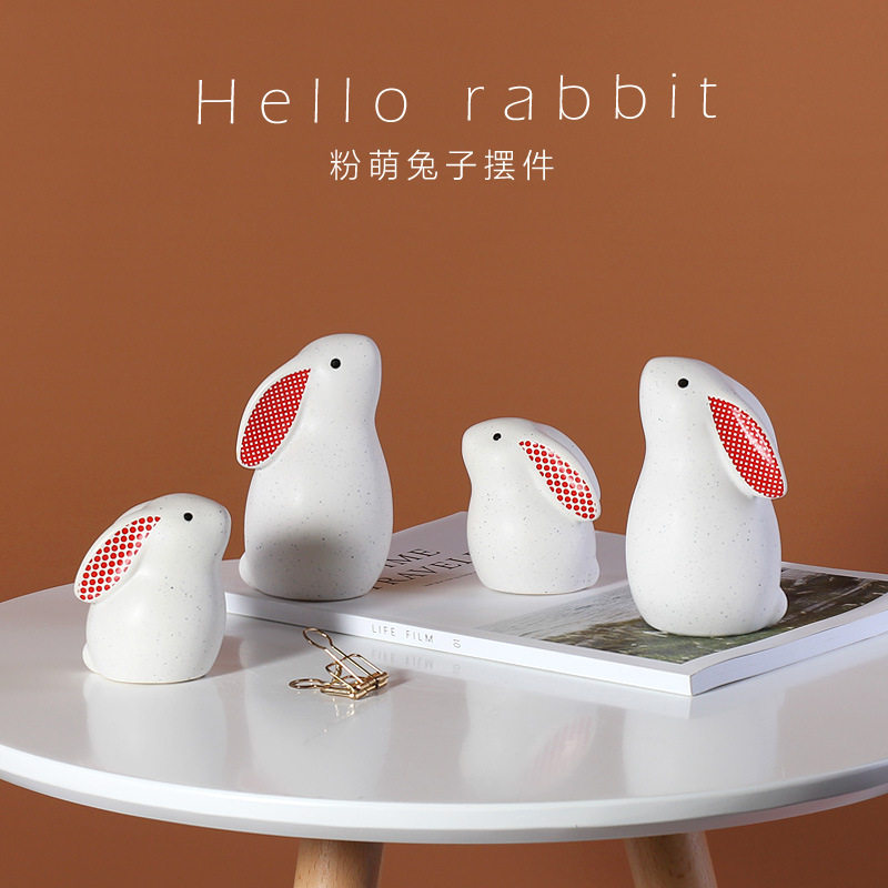 可爱兔子小摆件ins北欧风格装饰品森系文艺小清新桌面摆饰品