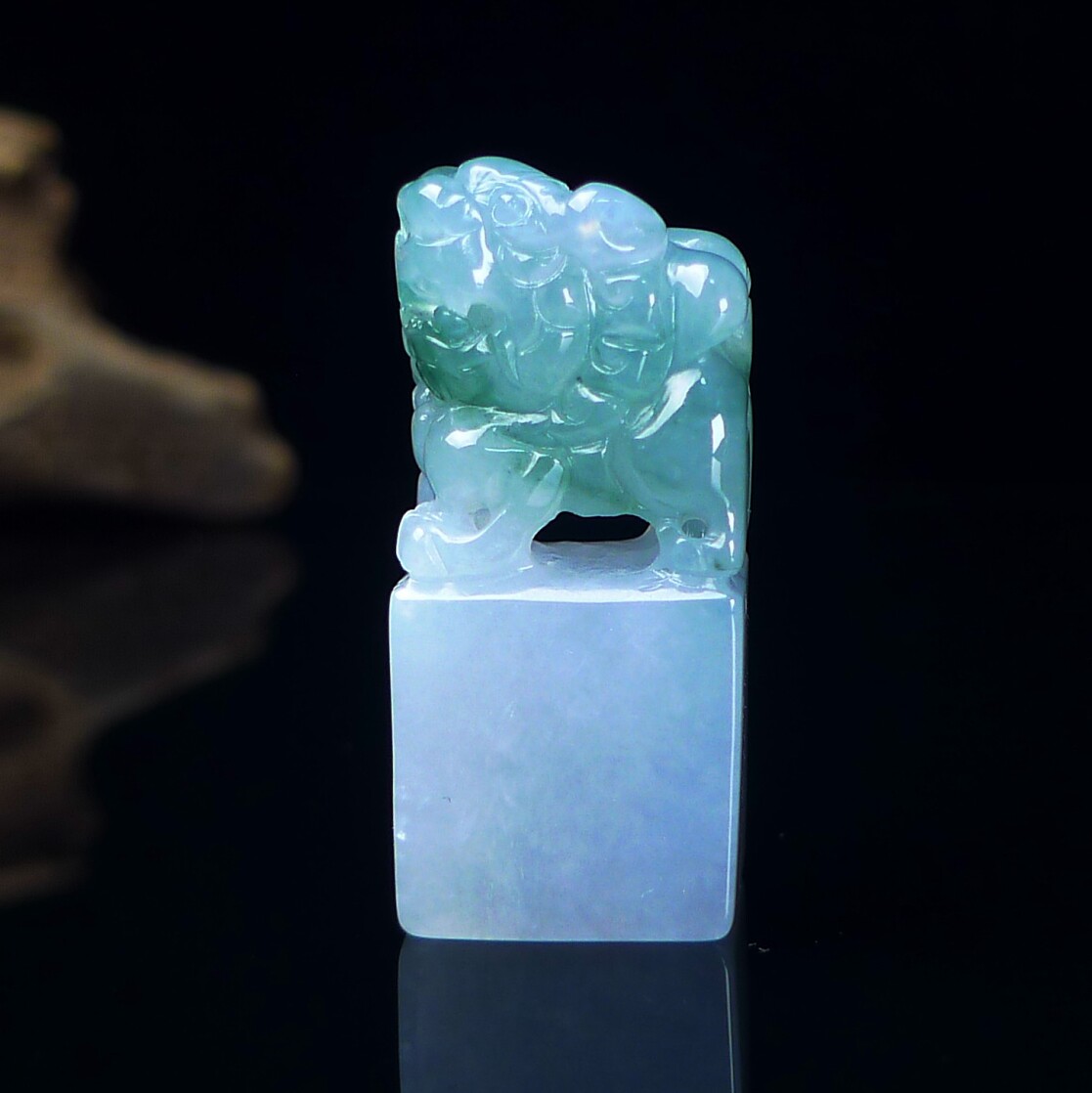 缅甸天然翡翠A货印章玉石小摆件