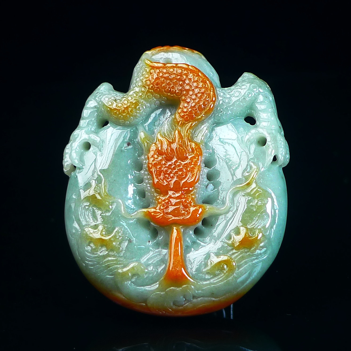 缅甸老坑翡翠A货红翡龙牌玉石