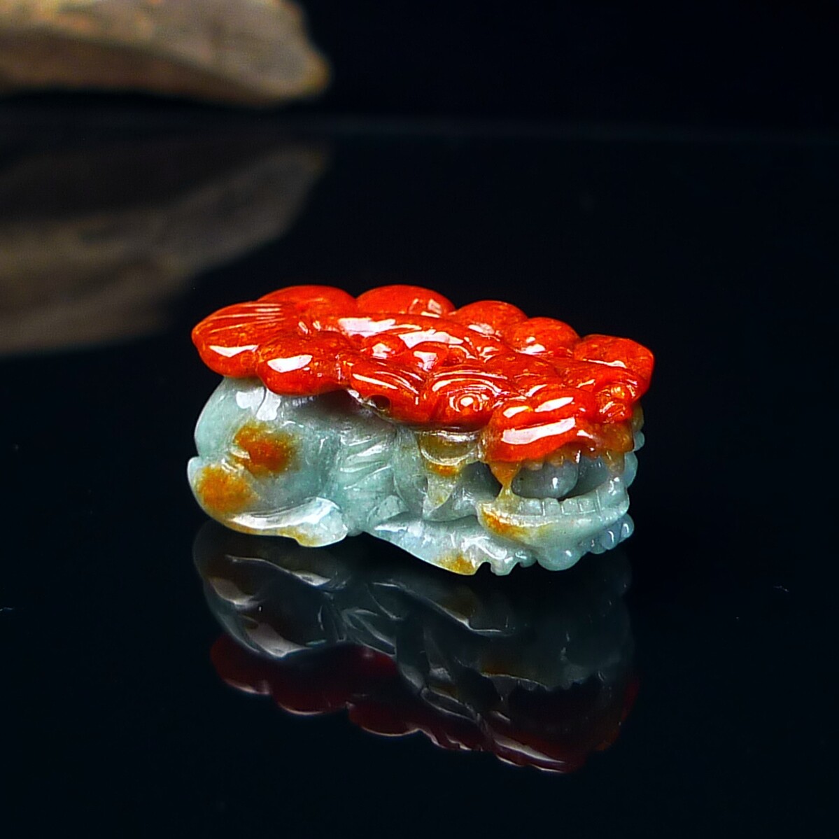 缅甸老坑翡翠A货冰红翡翠貔貅