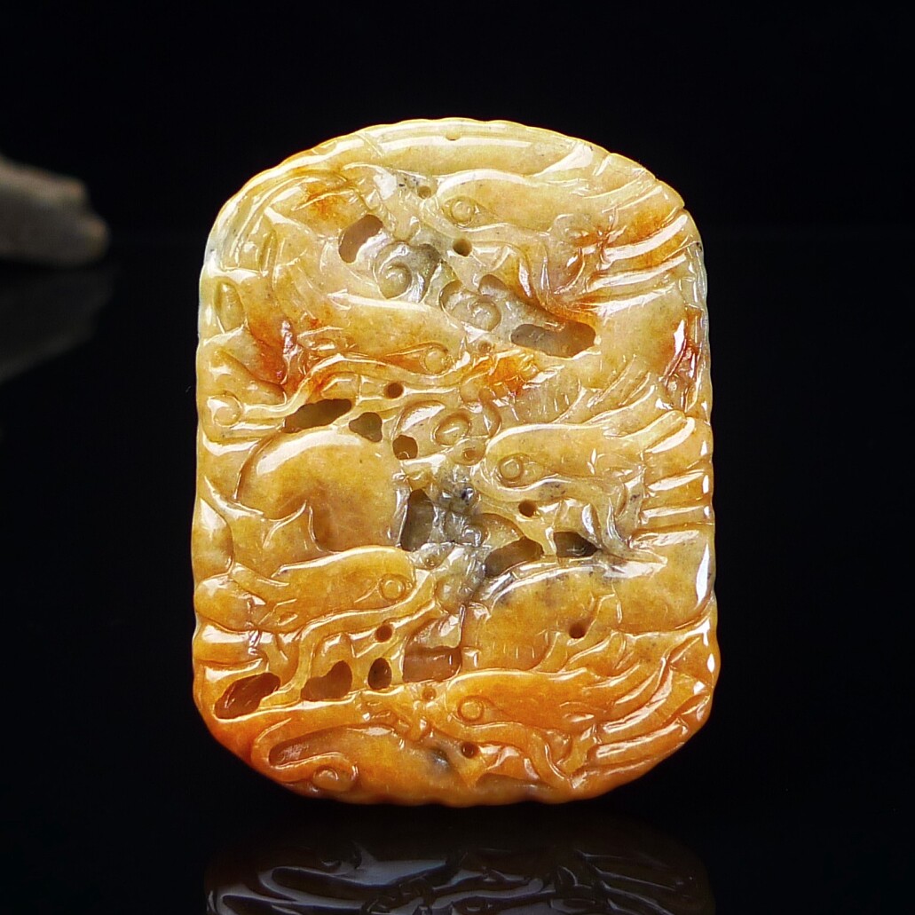 缅甸天然翡翠A货九龙牌玉石挂件