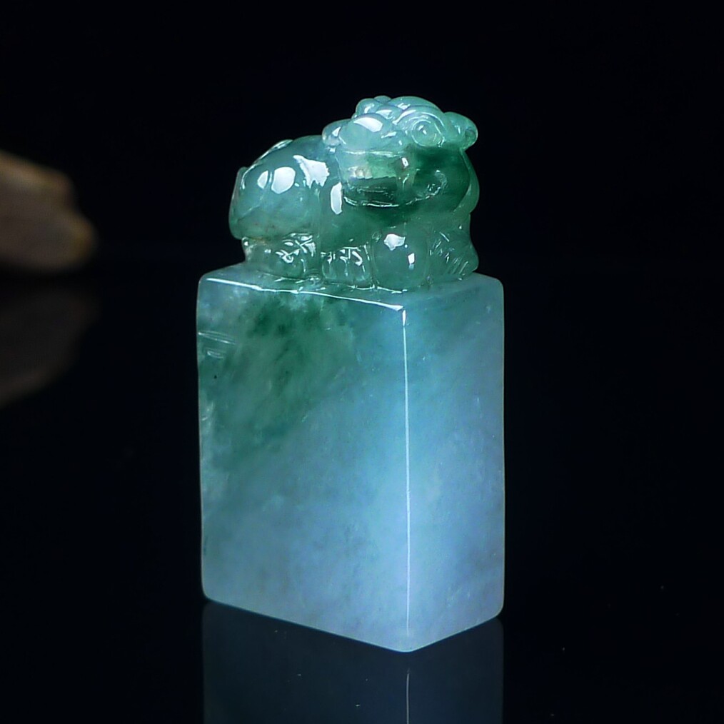 缅甸天然翡翠A货印章玉石镇纸