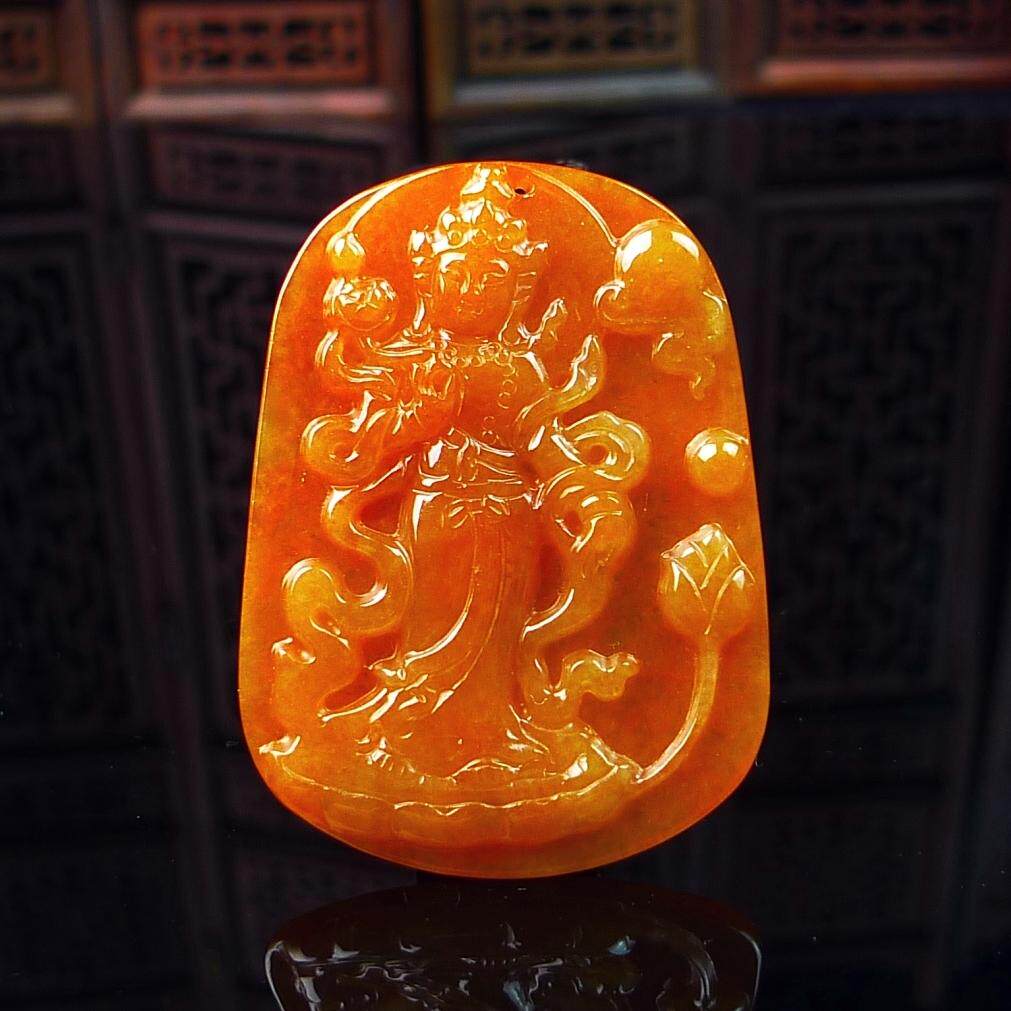 缅甸翡翠玉石红翡观音度母菩萨