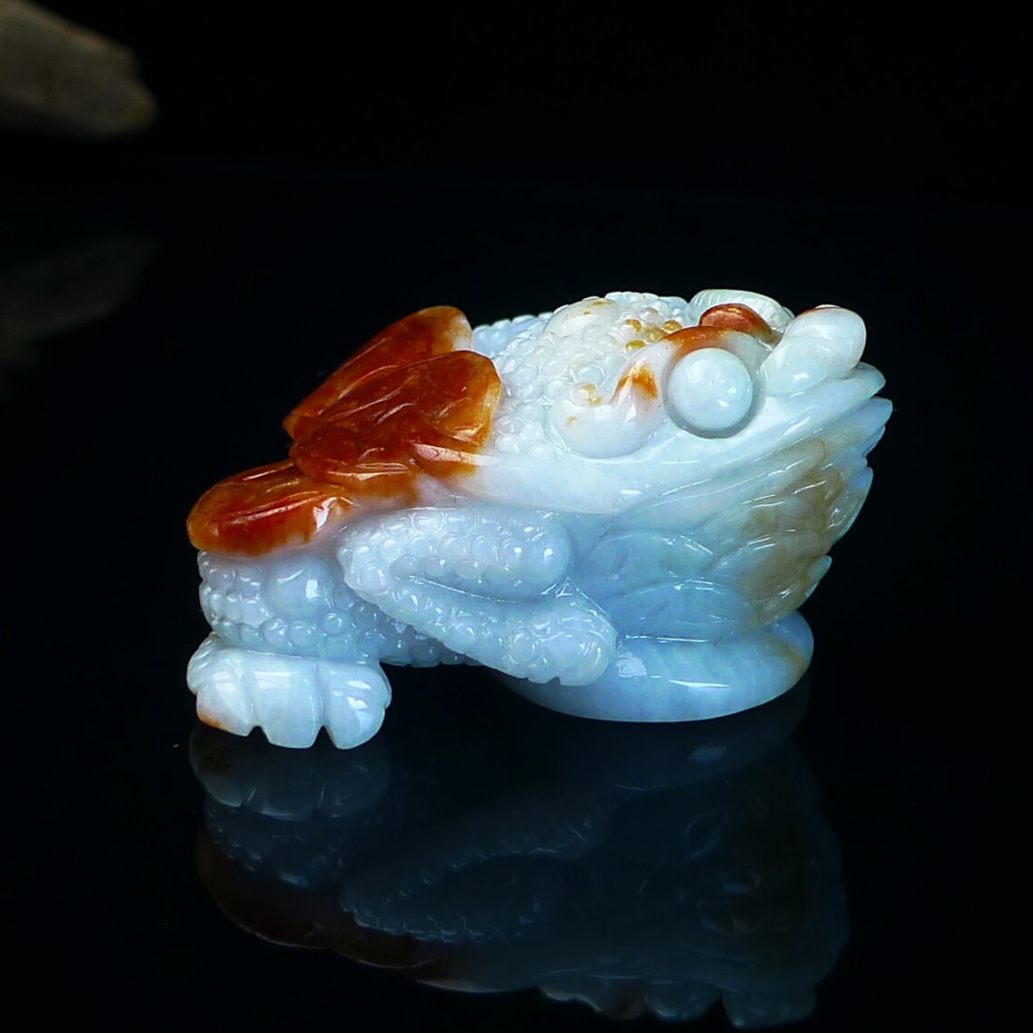 缅甸翡翠A货红翡金蟾小摆件玉石