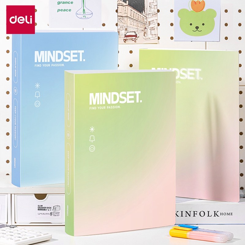 得力渐变色A4透明插页资料册