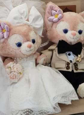 新款正版S号玲娜贝儿婚纱着替娃衣贝尔西装压床娃娃一对结婚礼物