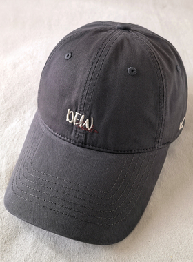 韩系深灰水洗软顶棒球帽加宽加长帽檐复古刺绣巨显脸小遮阳鸭舌帽