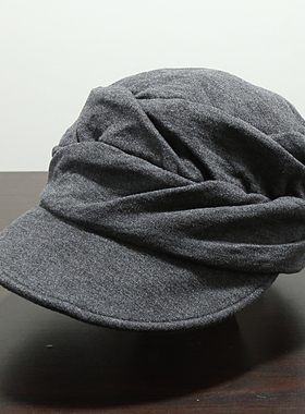 褶皱鸭舌帽女25新款报童帽修饰脸型显脸小马术帽 U子慵懒时尚堆堆