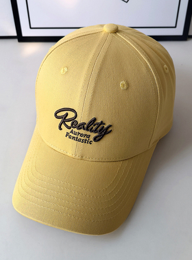 2026早春新款字母刺绣硬顶弯檐棒球帽男女春夏休闲黄色鸭舌帽显瘦