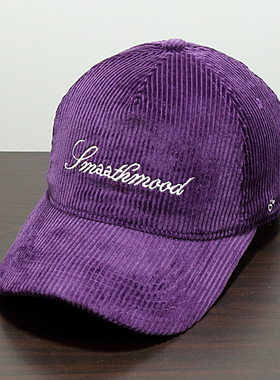 新款美式复古棒球帽小众秋冬鸭舌帽男女同款显脸小紫色灯芯绒帽子