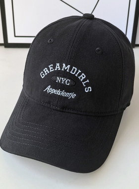 韩系高品质纯棉软顶棒球帽女显脸小美式复古刺绣NYC遮阳鸭舌帽男