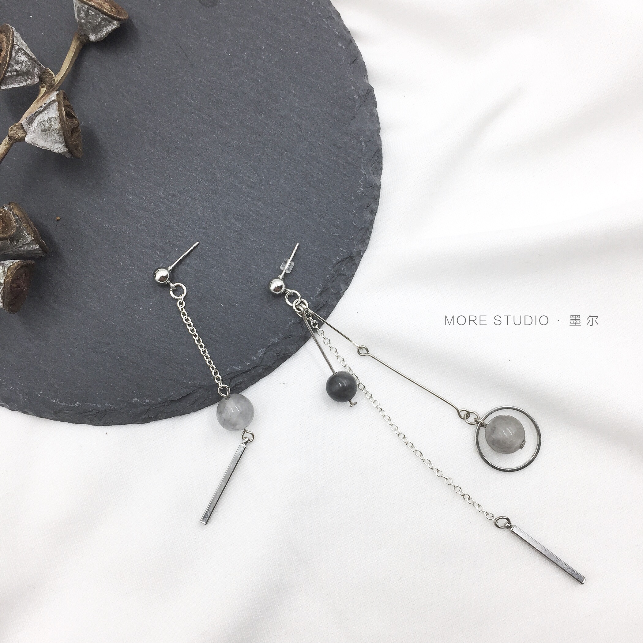 墨尔不对称几何耳环现代感街拍女