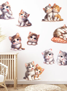 猫咪墙贴装饰画现代简约客厅电视背景墙入户玄关墙面贴画自贴