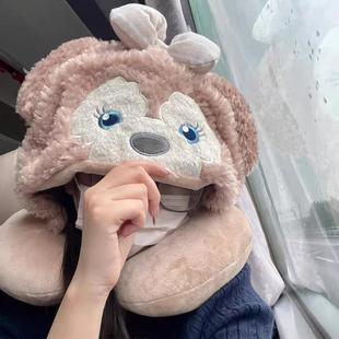 雪莉玫U型枕旅行枕可爱卡通连帽护颈枕办公室空调帽子开车飞机枕