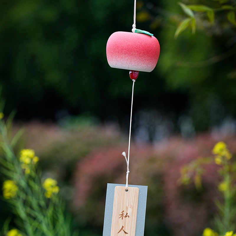 创意许愿苹果陶瓷风铃田园手工生日礼物挂件定制中式庭院阳台挂饰