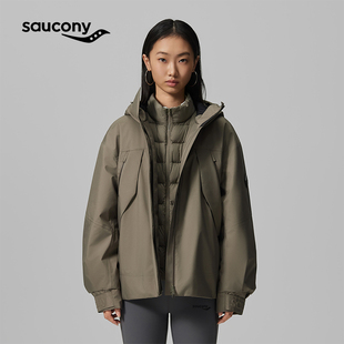 Saucony索康尼官方运动户外时尚百搭舒适休闲连帽三合一羽绒服