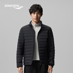 Saucony索康尼官方男子运动户外轻薄保暖休闲百搭鹅绒短款羽绒服