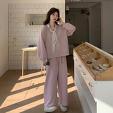 26新款粉色飘带卫衣春季减龄阔腿裤两件套2B235-9211-P185-K298，女装套装/套裙，2B235