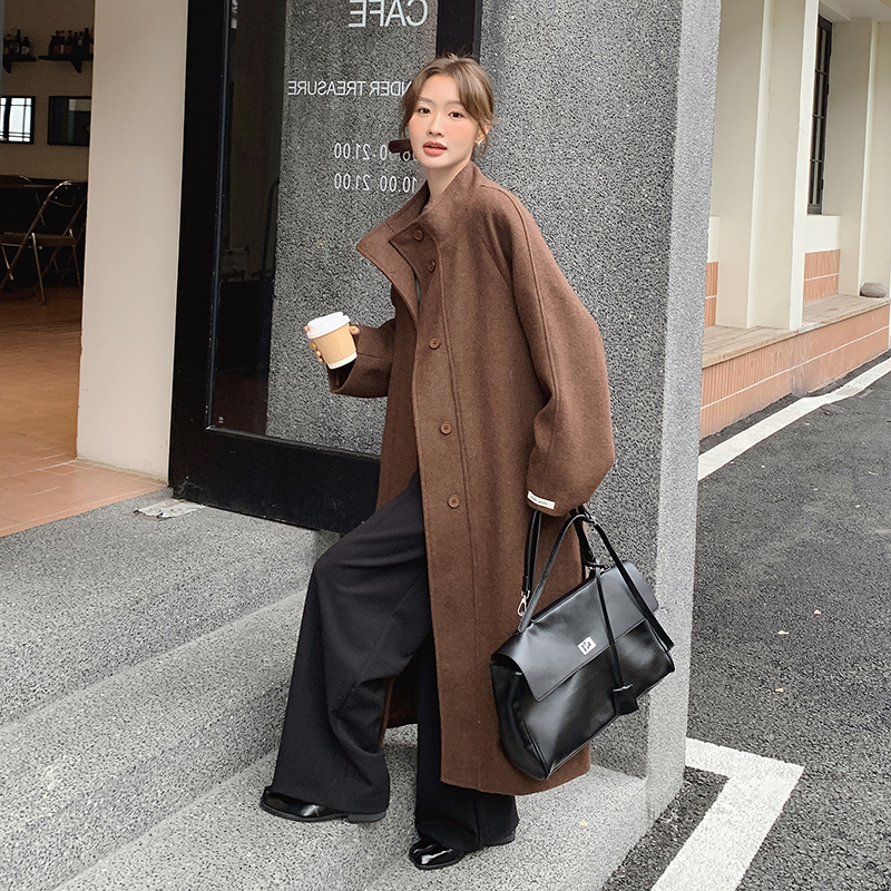 【现货】新款法式咖色长款毛呢外套269-9128-P205-K298，女装毛呢外套，浙宝269