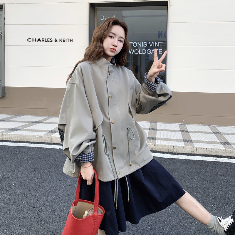 25秋新款复古休闲拼接风衣外套2B235-9171-P175-K268,女装皮衣,2B235
